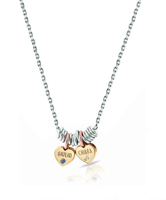 Collana in argento con ciondoli a forma di cuore personalizzati